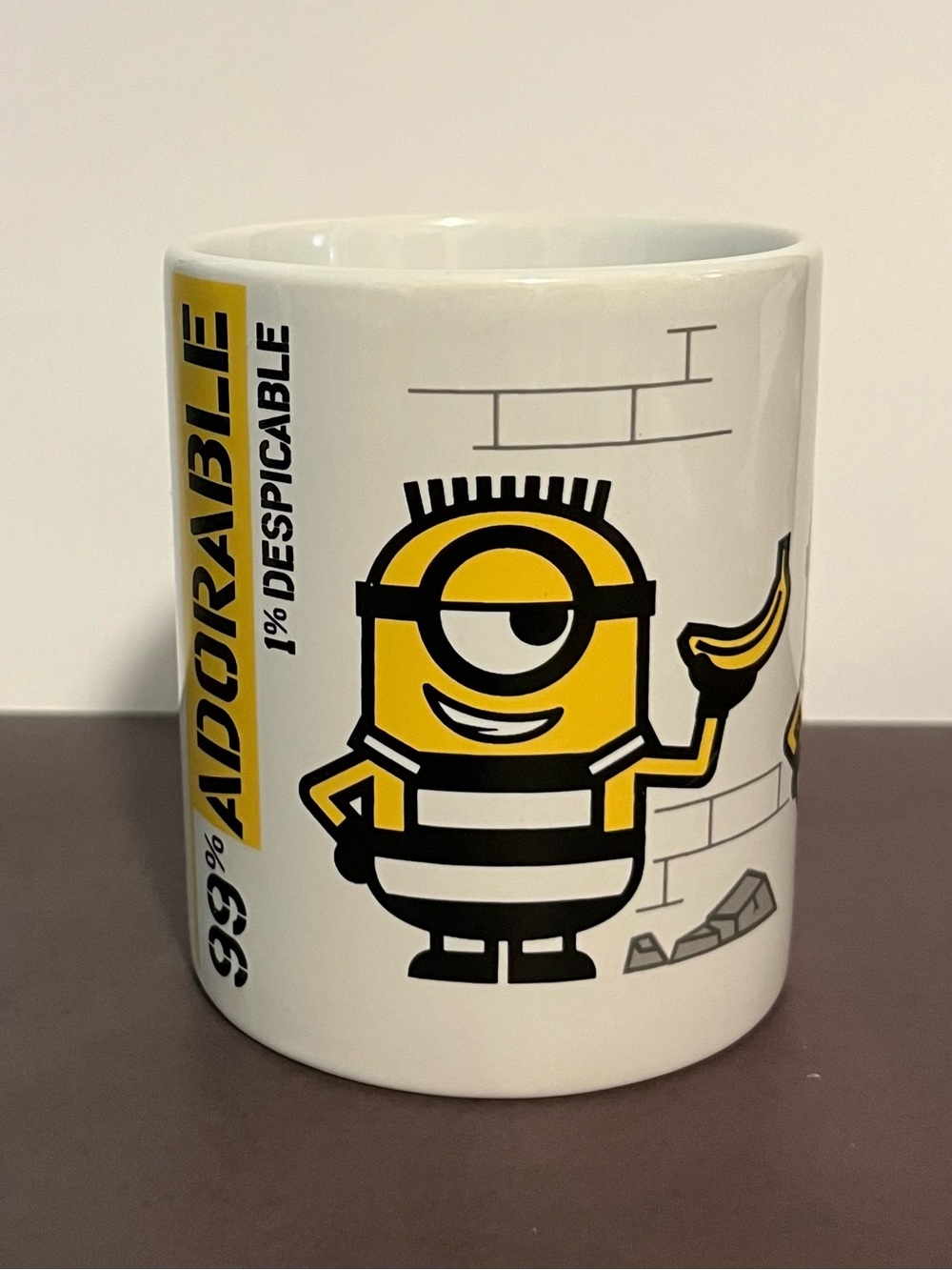 White Ceramic Despicable Me Minion Graphic Mug with Yellow Accents